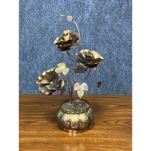 Vintage SAKIWA Japan Floral Butterfly Music Box Metal Art‎ Sculpture